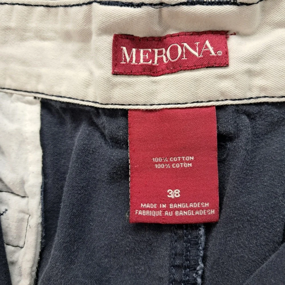 Merona Mens Navy Blue 100% Cotton Cargo Shorts Size‎ 38 Utility Pockets